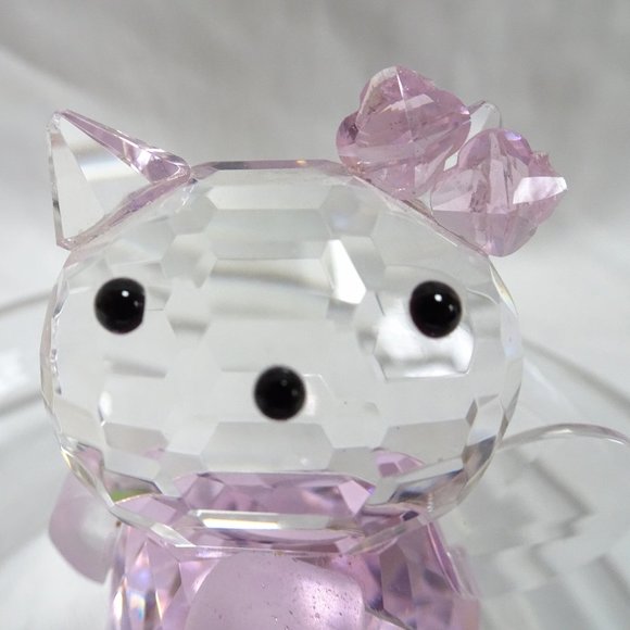 Winged HELLO KITTY Fairy Faceted Crystal Glass Art Figurine Pink Dress Cute Eyes - Picture 6 of 10